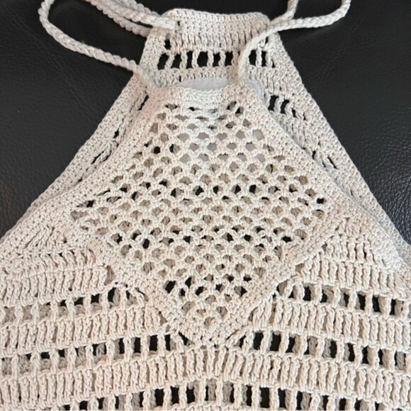 One Teaspoon Husk Bodice Crochet Halter Top Cropped with Fringe Sz S - Picture 4 of 12